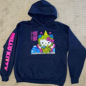 NEW Sanrio Hello Kitty Monster Kaiju Navy Blue Hoodie Sweatshirt